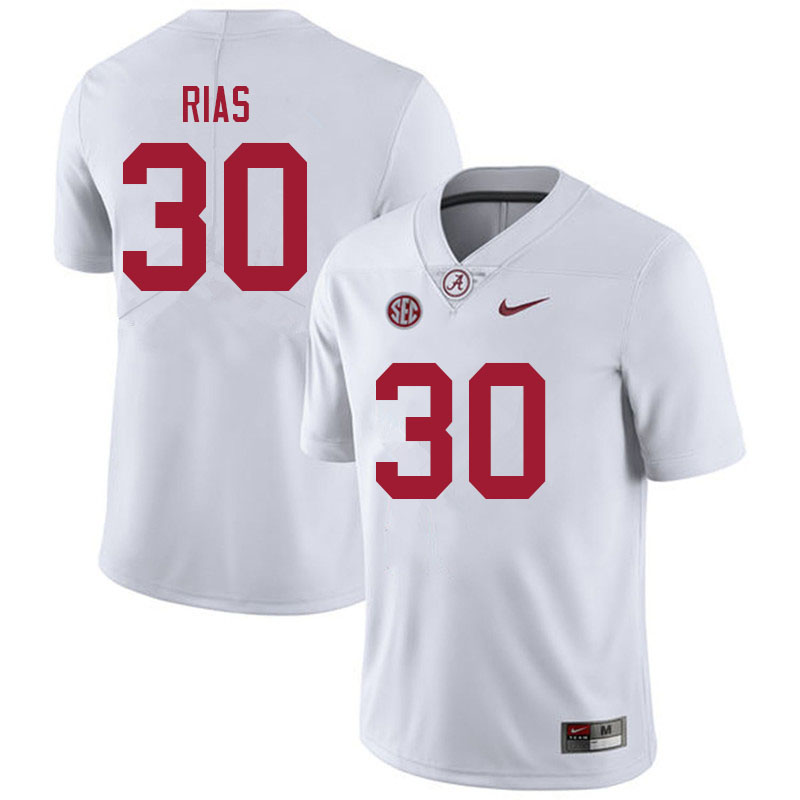 Men #30 DJ Rias Alabama Crimson Tide College Football Jerseys Sale-White